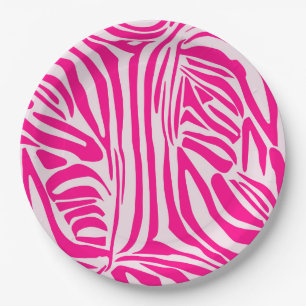 Plato De Papel Impresión de cebra rosa