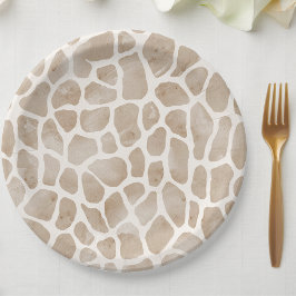 Plato De Papel Impresión de la jirafa de animales salvajes de Saf