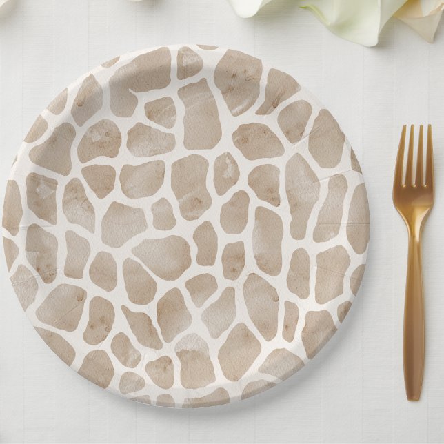 Plato De Papel Impresión de la jirafa de animales salvajes de Saf (Subido por el creador)