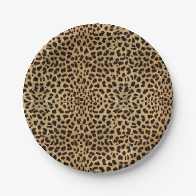 Plato De Papel Impresión de leopardo (Anverso)