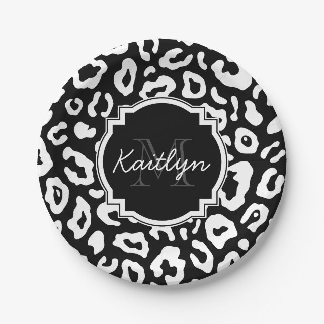 Plato De Papel Impresión de leopardo (Anverso)