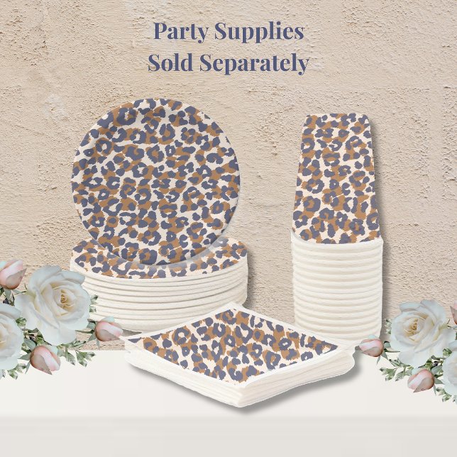 Plato De Papel Impresión de leopardo - azul y marrón (Leopard Print- Blue and Brown Party Supplies plates napkins and cups)