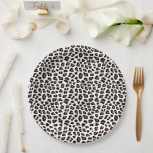 Plato De Papel Impresión de leopardo blanco