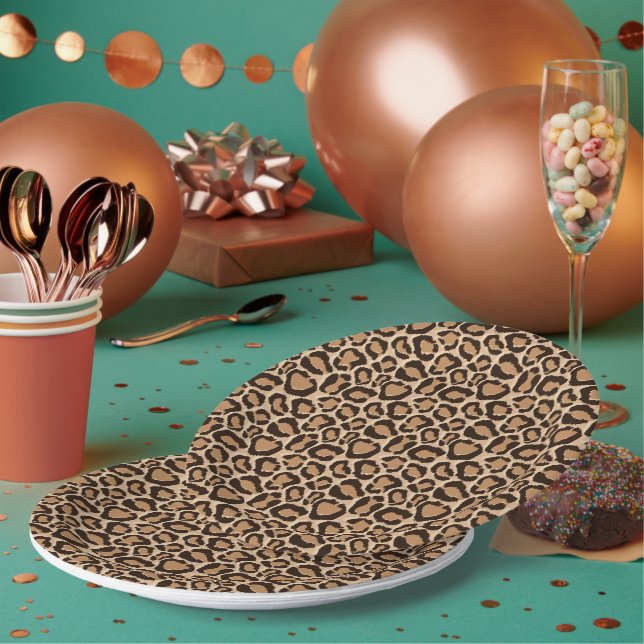 Plato De Papel Impresión de leopardo de moda (Multi)