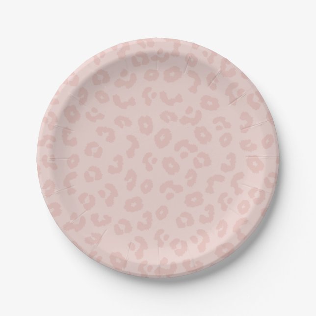 Plato De Papel Impresión de leopardo en rosa (Anverso)
