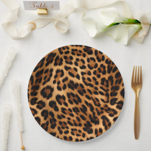 Plato De Papel Impresión de leopardo marrón de moda