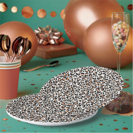 Plato De Papel Impresión de Leopardo Negro de Peach blanco