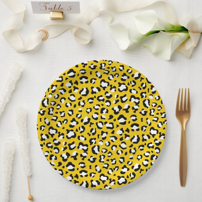 Plato De Papel Impresión de leopardo, puntos de leopardo, leopard (Boda)