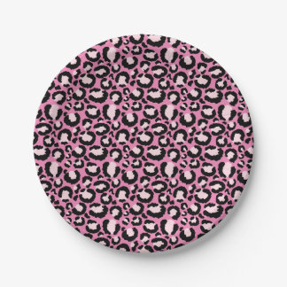 Plato De Papel Impresión de leopardo rosa