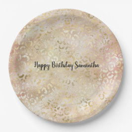 Plato De Papel Impresión de leopardo rosa Rosa de oro