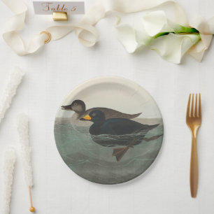 Plato De Papel Impresión de Negrón Americano de Audubon: Pato Cos