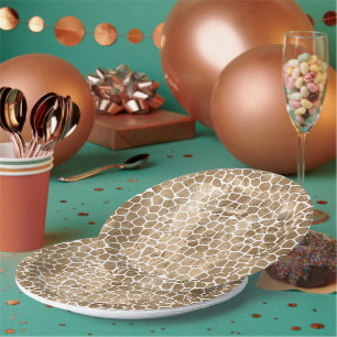 Plato De Papel Impresión de oro Glam Giraffe