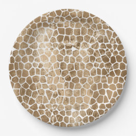 Plato De Papel Impresión de oro Glam Giraffe