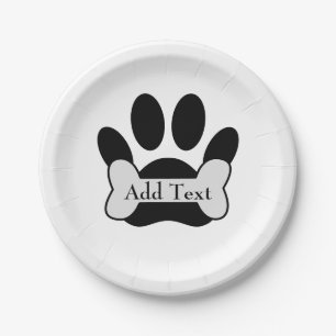 Plato De Papel Impresión De Papas De Perro Y Texto De Personaliza