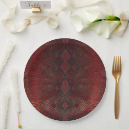 Plato De Papel Impresión de Python rojo y negro