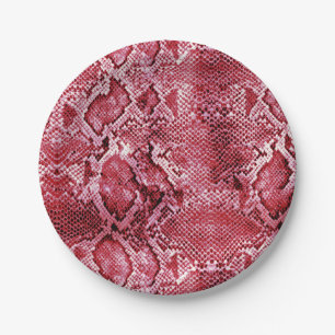 Plato De Papel Impresión de serpiente rosa caliente