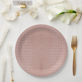 Plato De Papel Impresión de textura de lagarto rosa