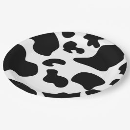 Plato De Papel Impresión de vaca en blanco y negro