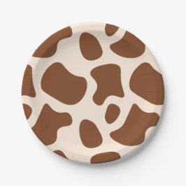 Plato De Papel Impresión de vaca rosa y marrón