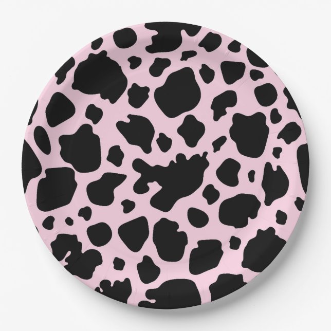 Plato De Papel Impresión de vaca sobre presidente rosado (Anverso)