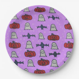 Plato De Papel Impresión divertida Purple Halloween