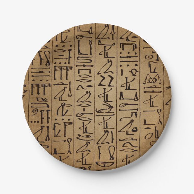Plato De Papel Impresión egipcia del papel de los Hieroglyphics (Anverso)