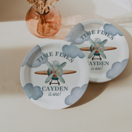 Plato De Papel Impresión fotográfica de cumpleaños del avión de v