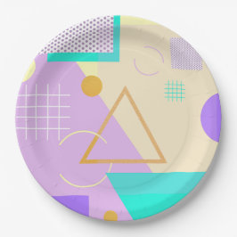 Plato De Papel Impresión geométrica amarilla