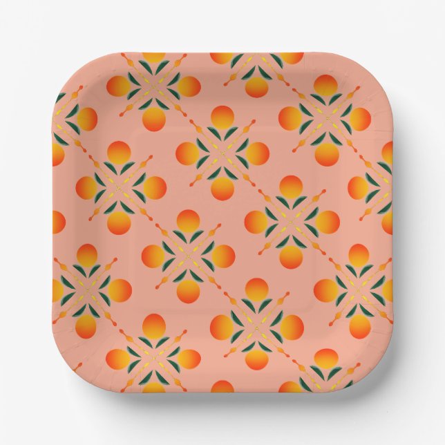 Plato De Papel Impresión gráfica Naranja moderna (Anverso)