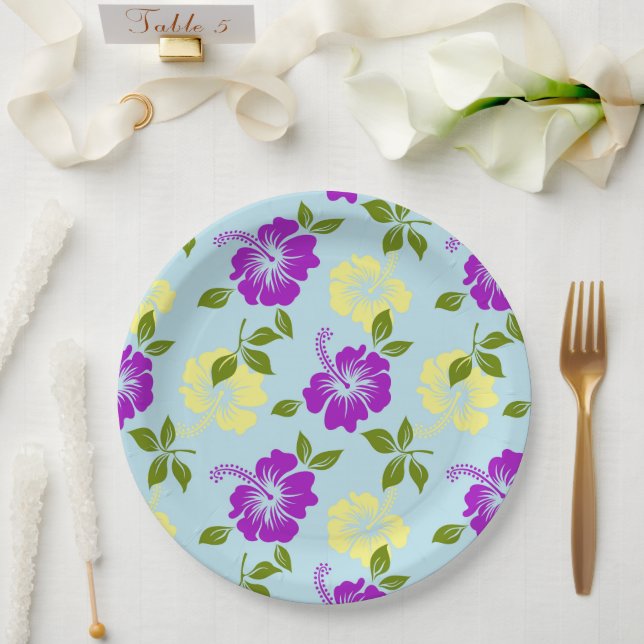 Plato De Papel Impresión hawaiana (Boda)