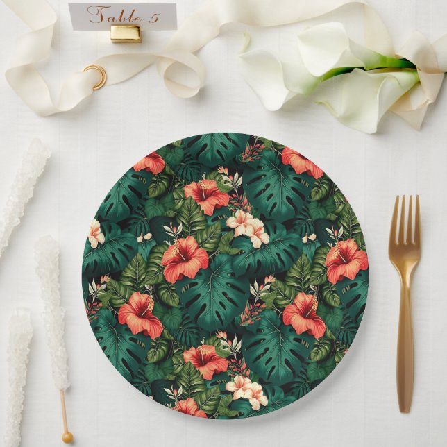 Plato De Papel Impresión hawaiana (Boda)