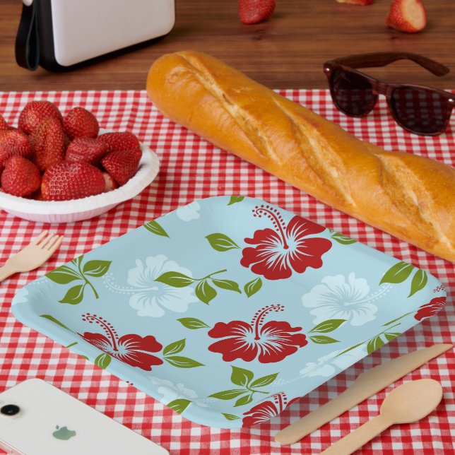 Plato De Papel Impresión hawaiana (Picnic)