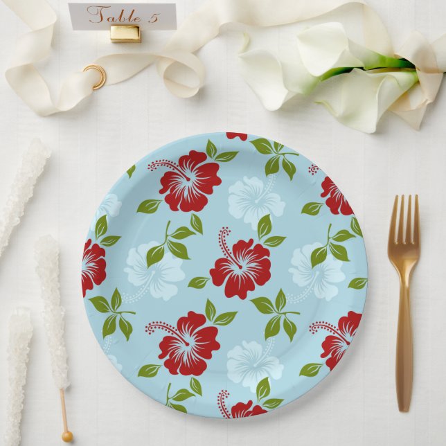 Plato De Papel Impresión hawaiana (Boda)