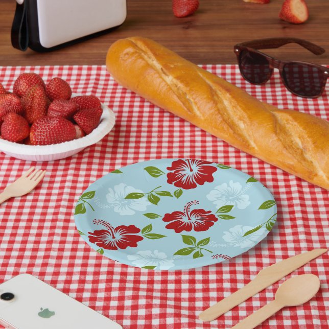 Plato De Papel Impresión hawaiana (Picnic)