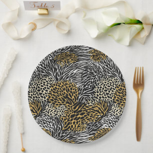 Plato De Papel Impresión mixta de tigre de leopardo de cebra