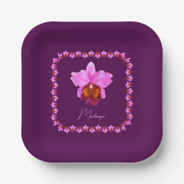 Plato De Papel Impresión personalizada de Cattleya Orchid