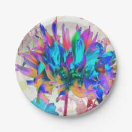 Plato De Papel Impresionante acuarela Cactus Arcoiris Dahlia