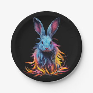 Plato De Papel Impresionante conejo azul en llamas