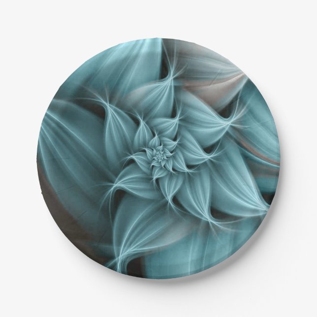 Plato De Papel Impresionante flor turquesa (Anverso)