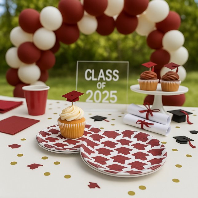 Plato De Papel Impresionante graduación en Borgoña y Blanco (Subido por el creador)