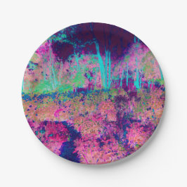 Plato De Papel Impresionante paisaje morado y rosa caliente