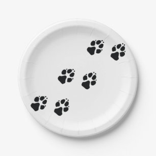 Plato De Papel Impresiones de la pata de un perro
