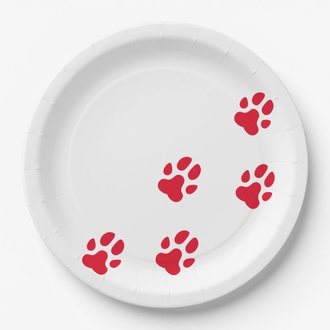 Plato De Papel Impresiones de la pintura de perro rojo (Anverso)