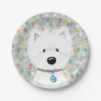 Plato De Papel Impresiones Westie de KiniArt Placas de papel