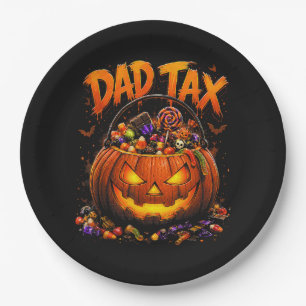 Plato De Papel Impuesto de Papá Divertido Calabaza de Halloween