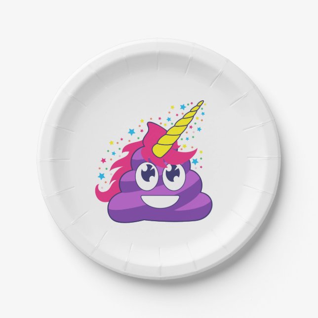 Plato De Papel Impulso púrpura del unicornio de la emoji (Anverso)