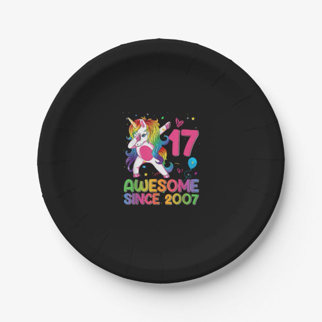 Plato De Papel Increíble edad de 17 años desde 2007 17º cumpleaño (Anverso)