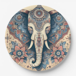 Plato De Papel Increíble elefante de estilo indio