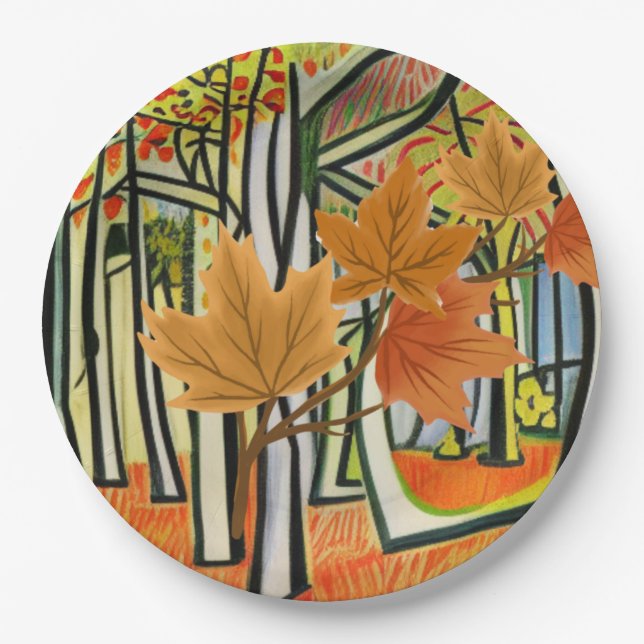 Plato De Papel Increíble Otoño (Anverso)