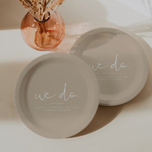 Plato De Papel INDIE Moderno Bohemian Beige Taupe Lo Hacemos Boda